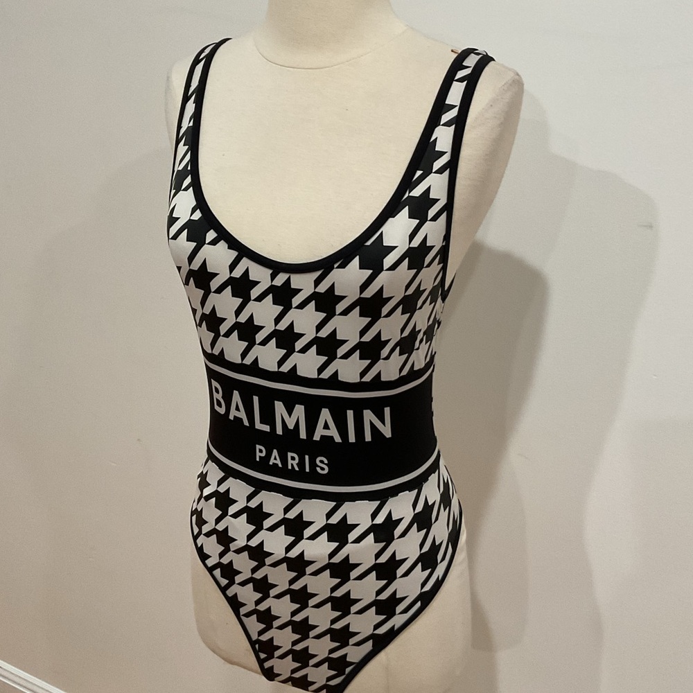 Balmain Black and White One Piece Swimsuit - Picture 8 of 9